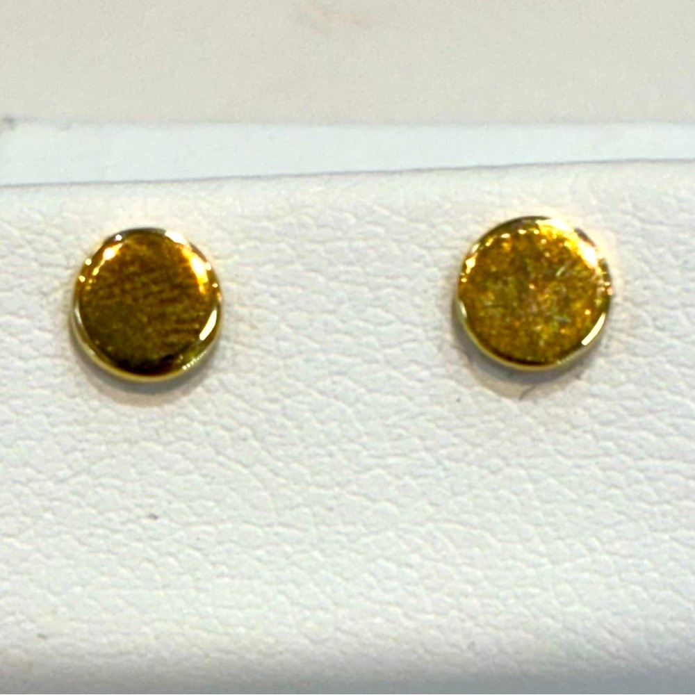 14K Solid Yellow Gold Flat Round Stud Earrings Studs Amazing Holiday Gifts!